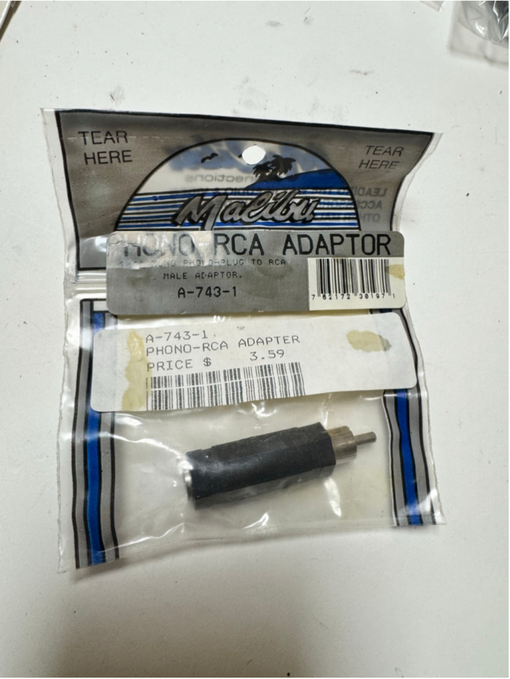 Malibu 1/4” Phono to RCA Male Adapter A-743-1